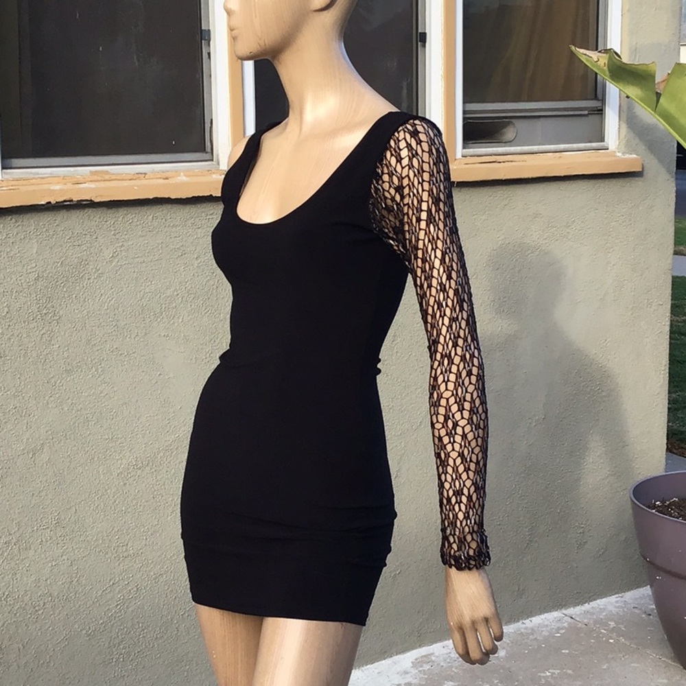 Black one sleeve mini dress